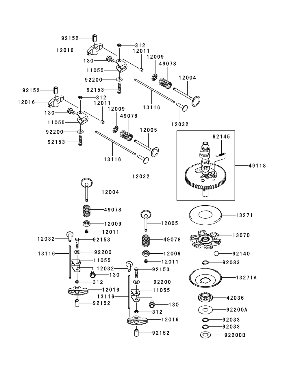 Kawasaki Fr730v-As05 Valve And Camshaft Diagram and Parts List for Z-FORCESZ60 (17AIDGHD-17AIDGHD010)(2014) Cub Cadet Lawn Tractor